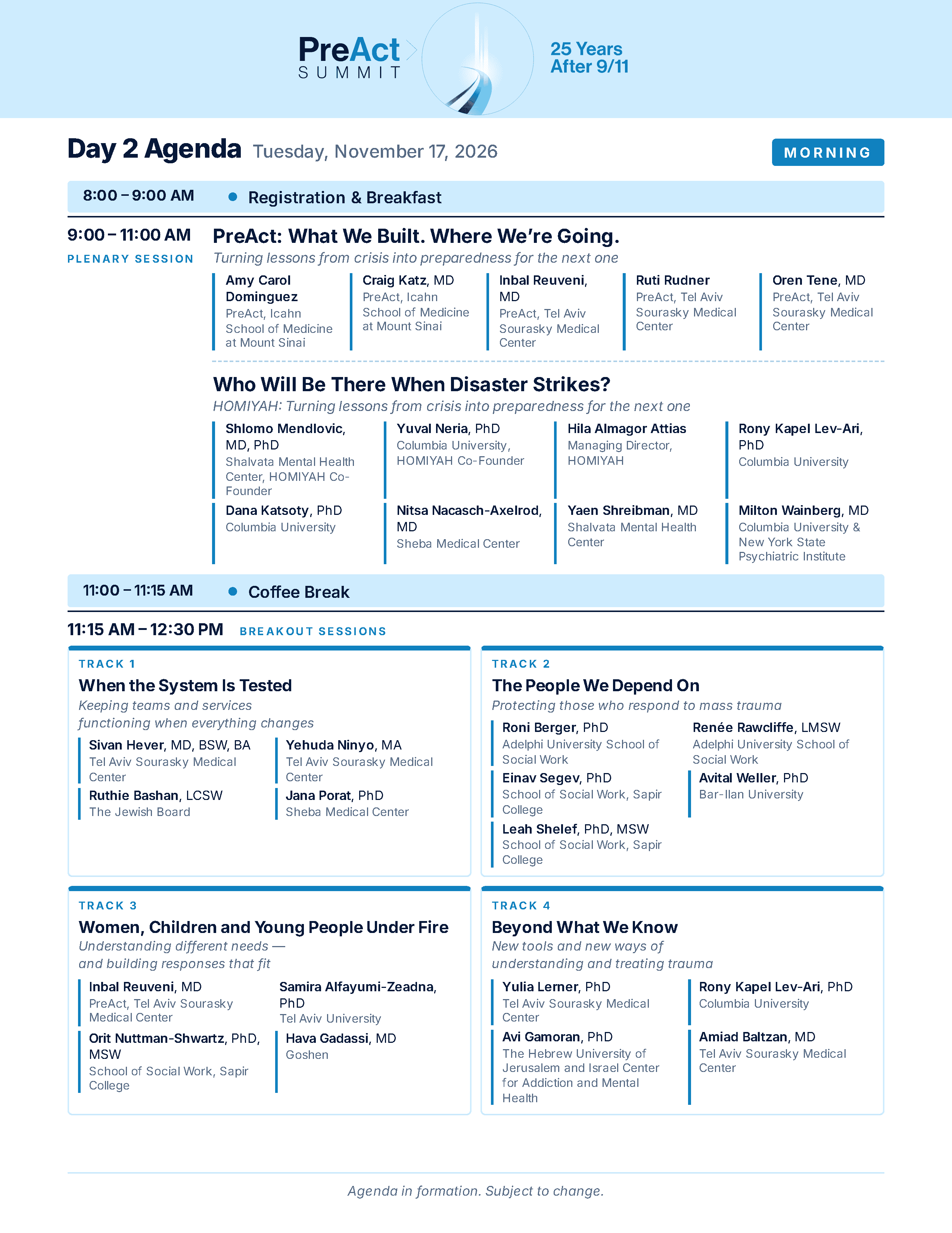 Agenda Day 2 Morning