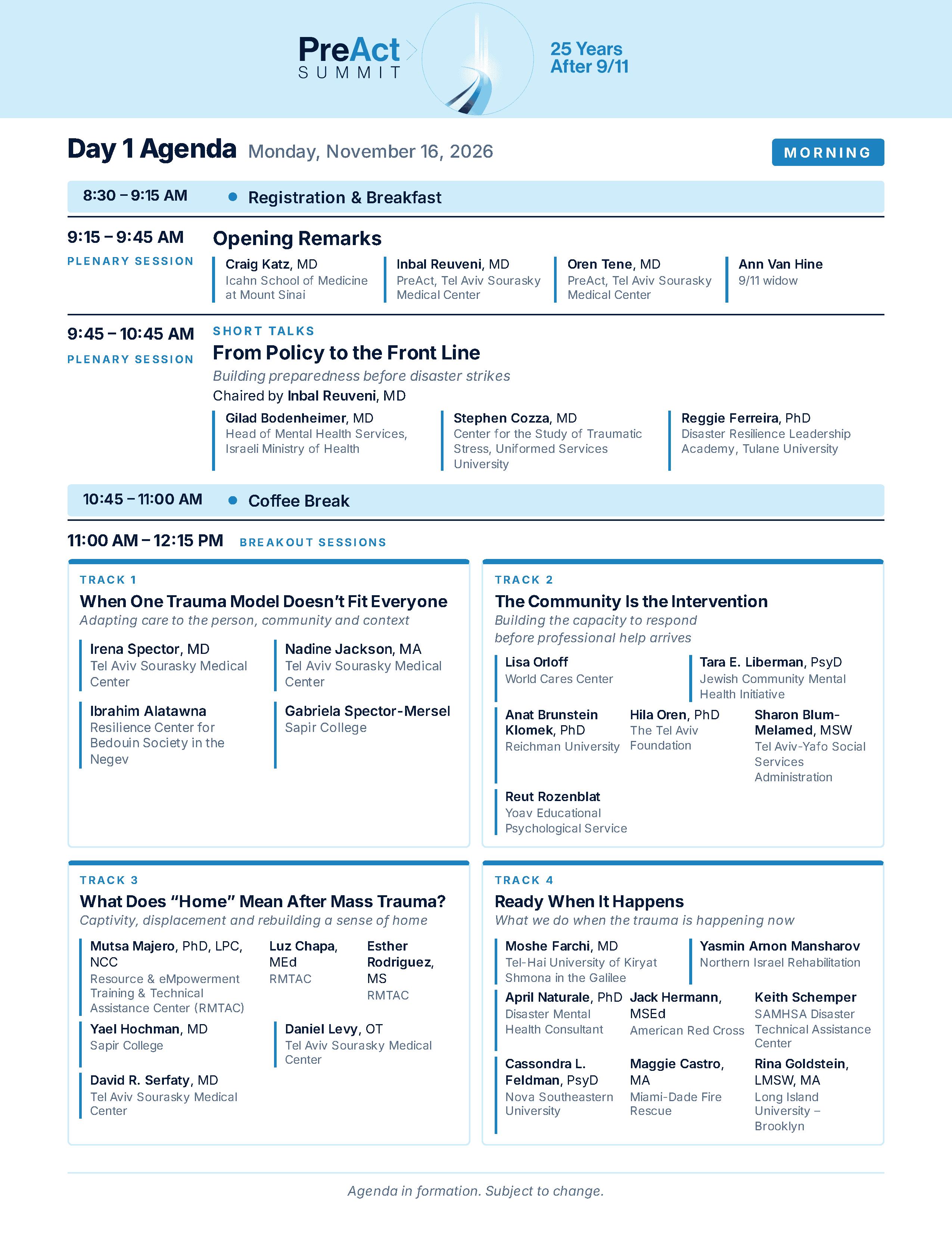 Agenda Day 1 Morning