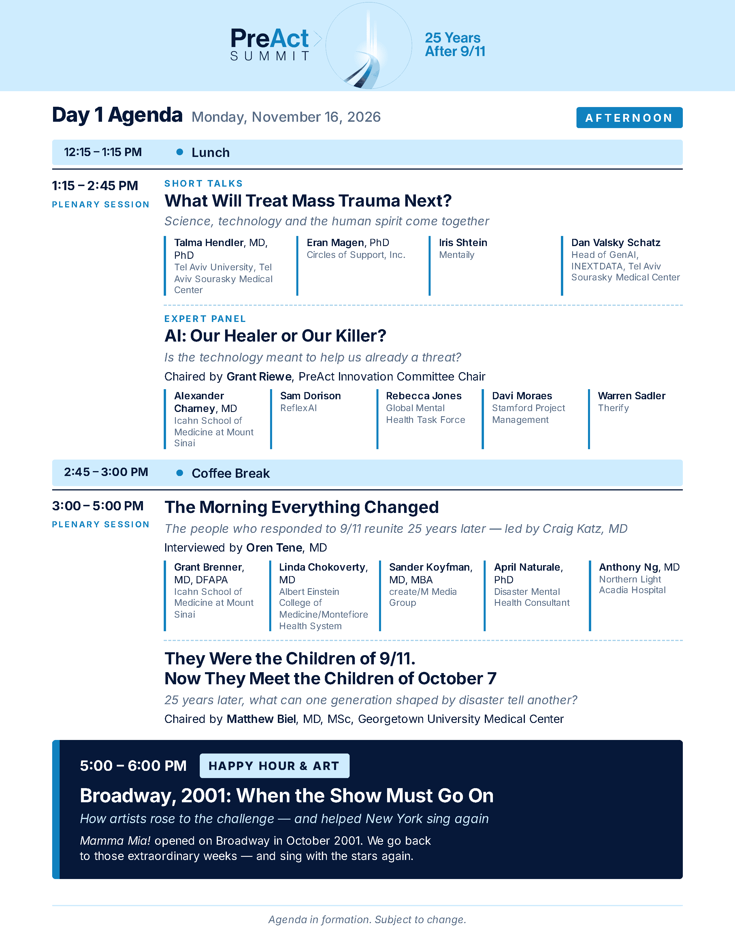 Agenda Day 1 Afternoon